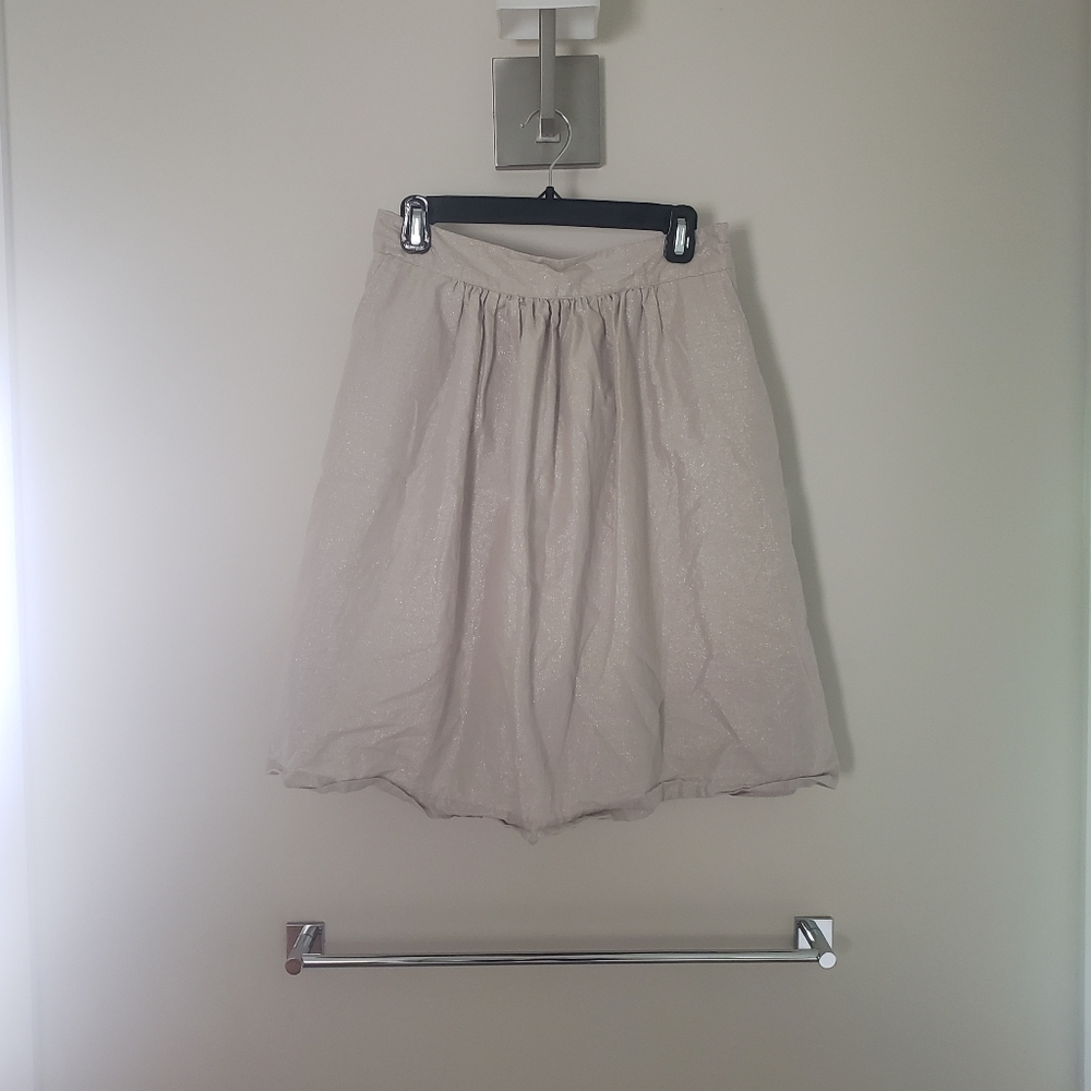 NY Collection Metallic Silver Skirt, Size 6